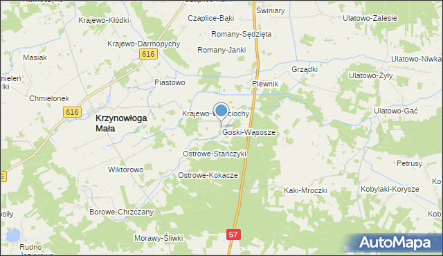 mapa Goski-Wąsosze, Goski-Wąsosze na mapie Targeo